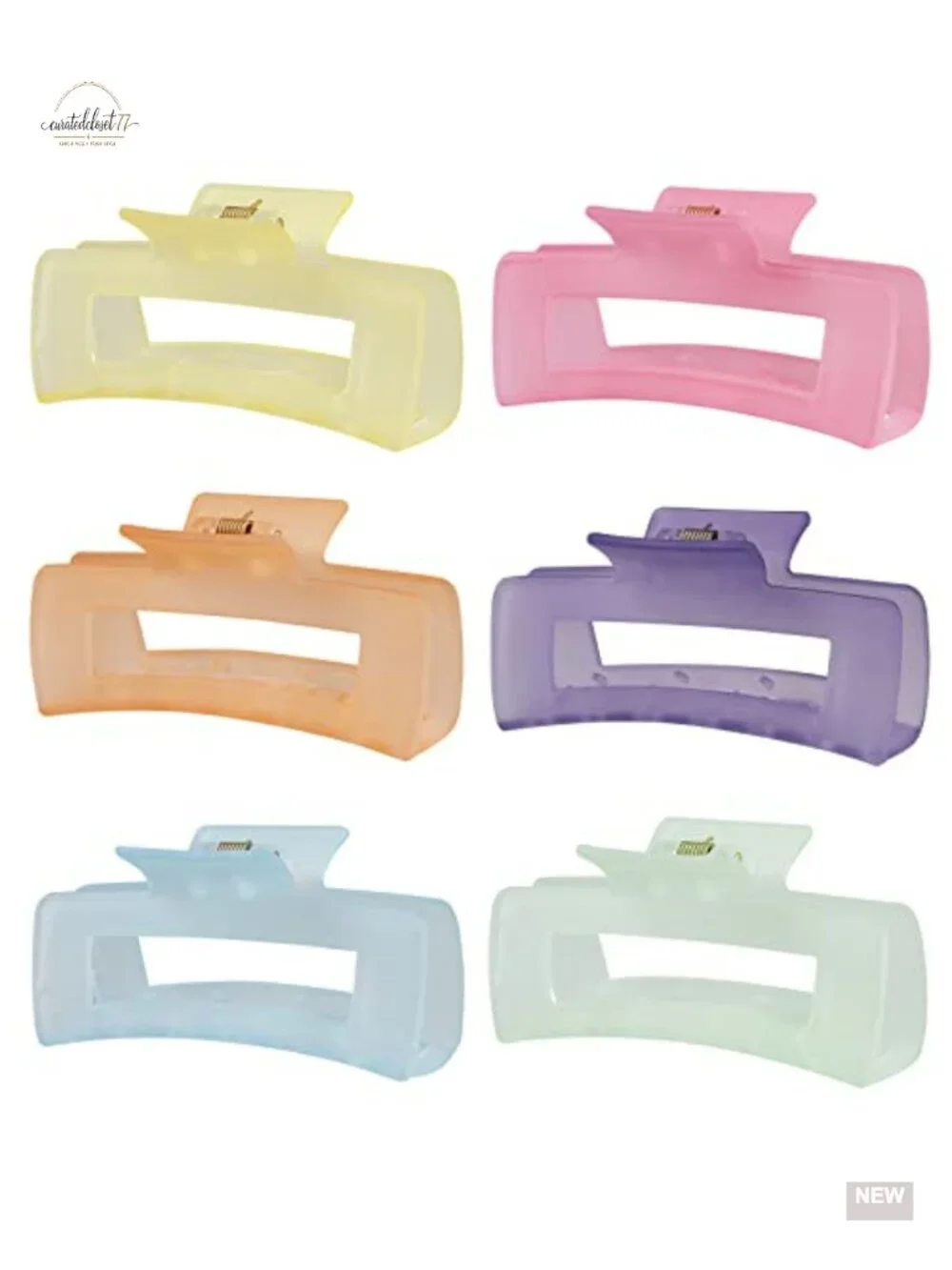 6 Pcs Large Rectangle Hair Claw Clips Nonslip Acrylic for Thick Hair
